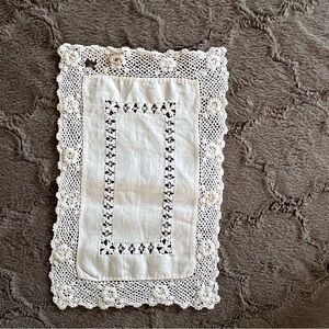Elegant Vintage Lace Trimmed Doily, Handmade